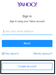 create Yahoo account